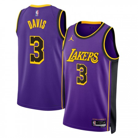 Män Los Angeles Lakers Tröja Anthony Davis 3 Jordan 2022-23 Statement Edition Lila Swingman